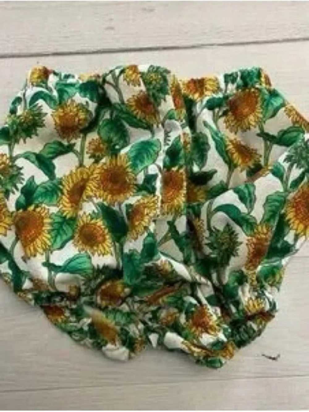 Sunflower Print Baby Bloomers & Bonnet Set - Green/Yellow